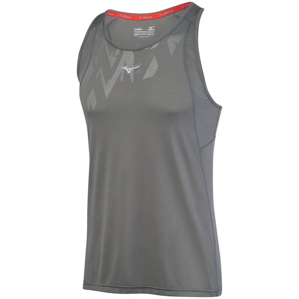 Panske Tank Top Mizuno Singlet Alpha Vent Siva Vypredaj KZFN58619